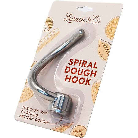 Levain & Co Spiral Dough Hook compatible with KitchenAid Artisan/Classic Stand Mixer - Professional 100% Stainless Steel Attachment - Fits Kenwood, AEG, Sunbeam 4.5 & 5qt Tilt-Head Models - Knead Artisan Bread, Pizza & Bagel Dough