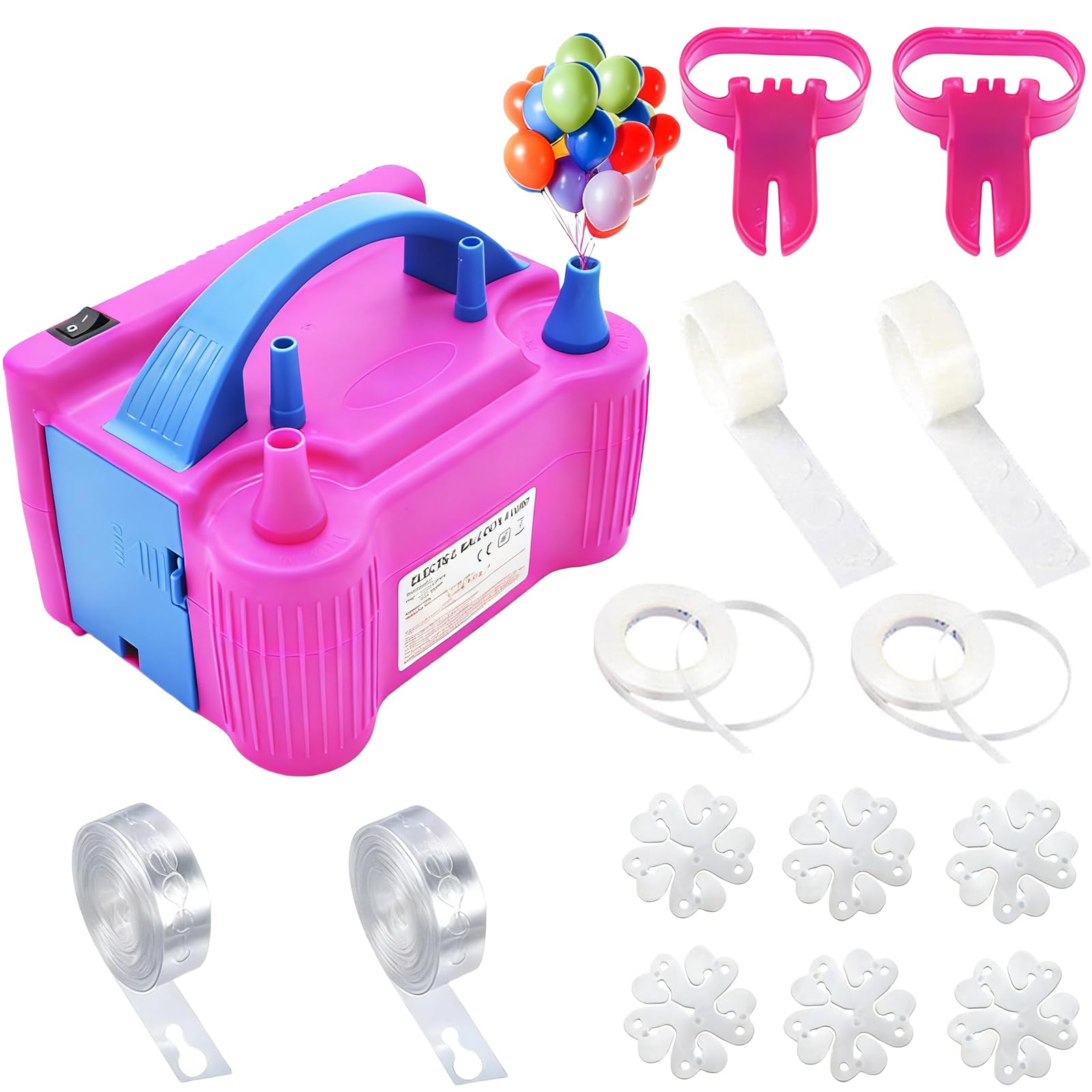 Electric Balloon Pump Kit, (AC220-240V 600W) Portable Dual-Nozzle Balloon Inflator Machine, Electric Air Pump for Birthday Party, Wedding, Christmas Decoration