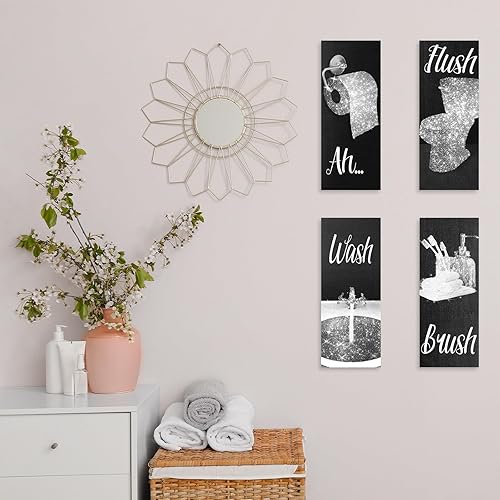 Miniatura 4 de Chinco 4 piezas divertidas de arte de pared para mujer, decoración de baño de 9.84 x 3.94 x 0.2 pulgadas, decoración de pared de baño moderna para