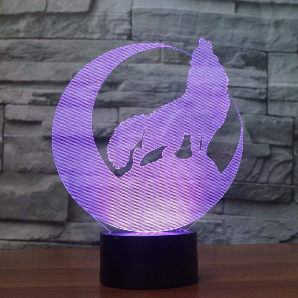 Illusion D'optique 3D Loup Lampe De Nuit Art Déco Lampe LED