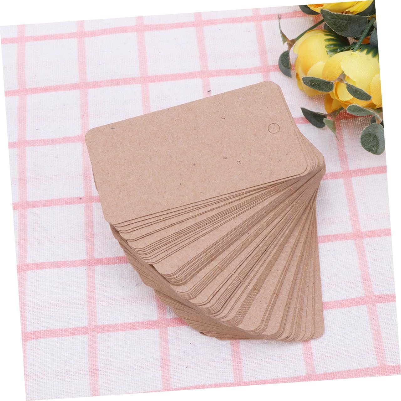 TEHAUX 300pcs Kraft Paper Earring Display Cards Blank Brown White Black Holder for Earrings Ear Necklaces Bracelets for Jewelry Storage and Presentation Stores