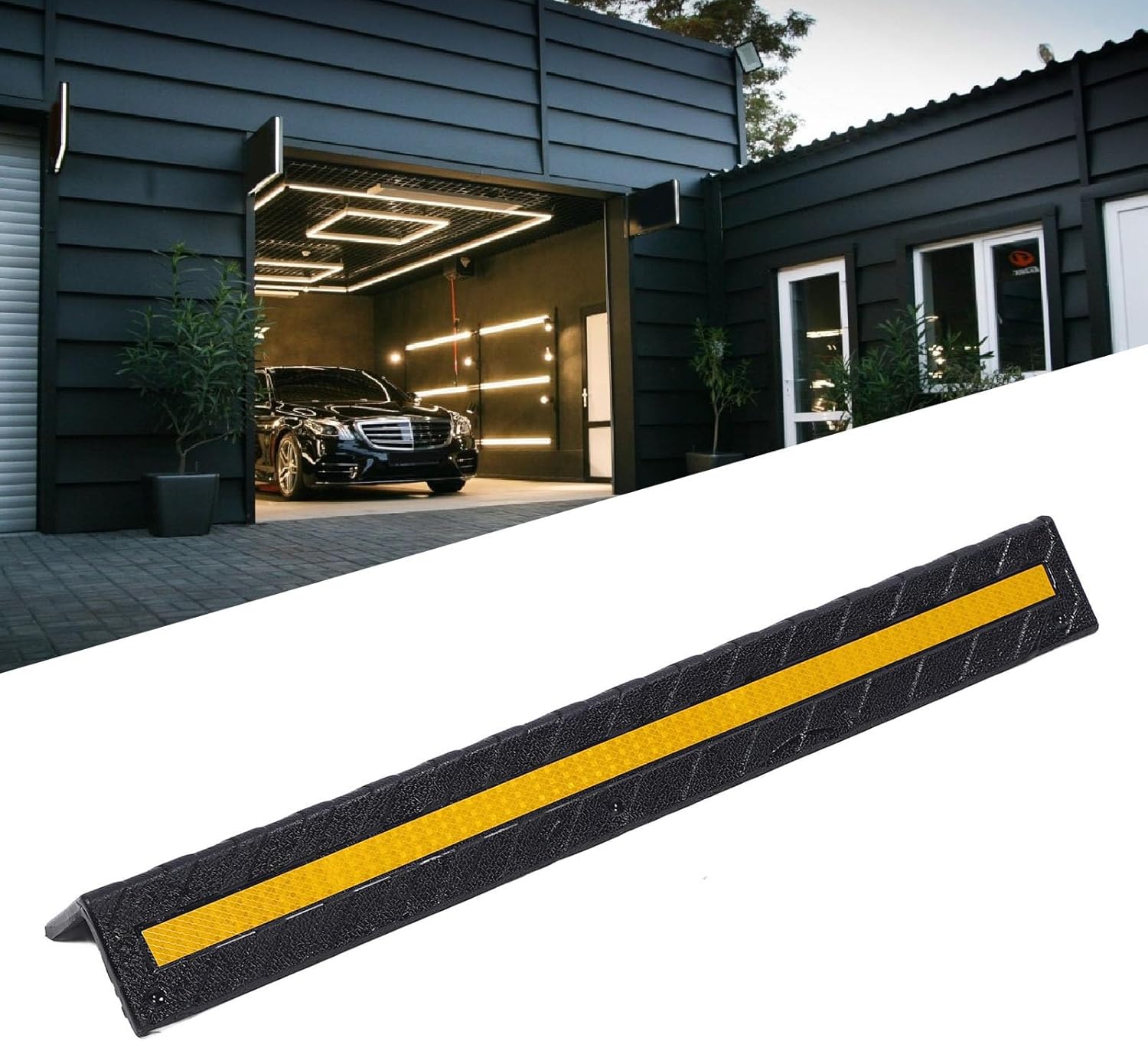 Rubber Garage Wall Corner Guard with Reflective Strip, Universal Size for Garage Parking Lots