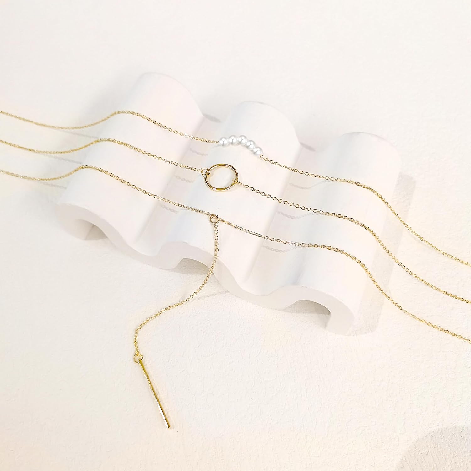 Lariat Silver/Gold Necklace for Women 925 Silver/14K Gold Plated Dainty Long Necklace Y-Shaped Drop Pendant Necklaces Choker Trendy Chain Simple Layered Necklaces CZ Jewelry for Women Set Gift - Image 4