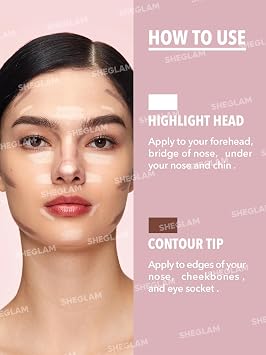 SHEGLAM Fine Line 2-In-1 Nose Contour & Highlight Pen Long Lasting Waterproof Cream Bronzer & Highlight Sticks-Umber