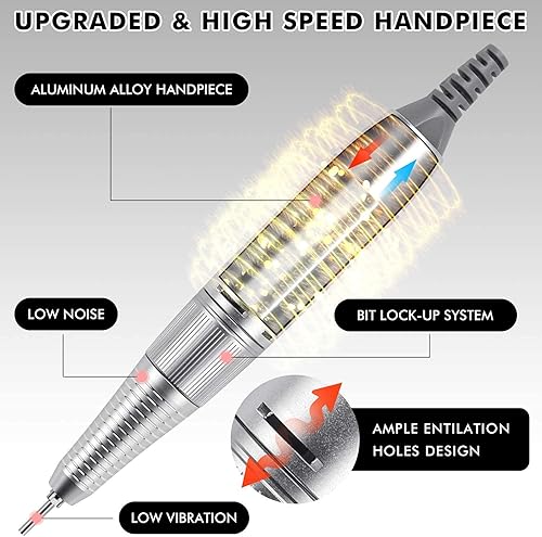Miniatura 3 de Ejiubas - Taladros de uñas para uñas acrílicas, máquina profesional de 30000 rpm con recortador de cutículas y empujador de cutículas para uñas de