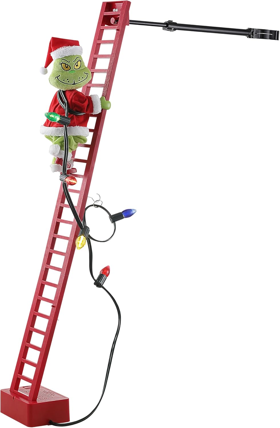Mr. Christmas 43" Animated Ladder Climbing Grinch Christmas Decoration with LED Lights and Music, Battery Operated