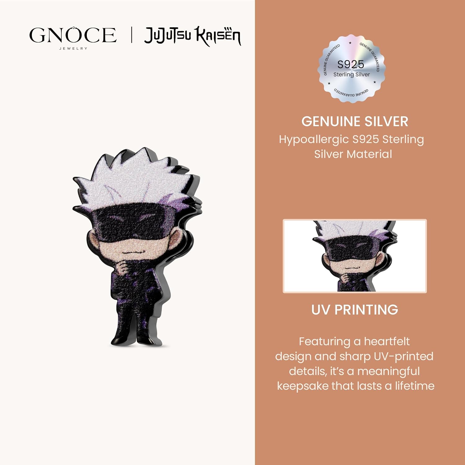 GNOCE Jujutsu Kaisen JJK - Satoru Gojo Charm for Women, S925 Sterling Silver Dangle Charms for Women Wife, Valentine‘s Day, Mother’s Day Jewelry