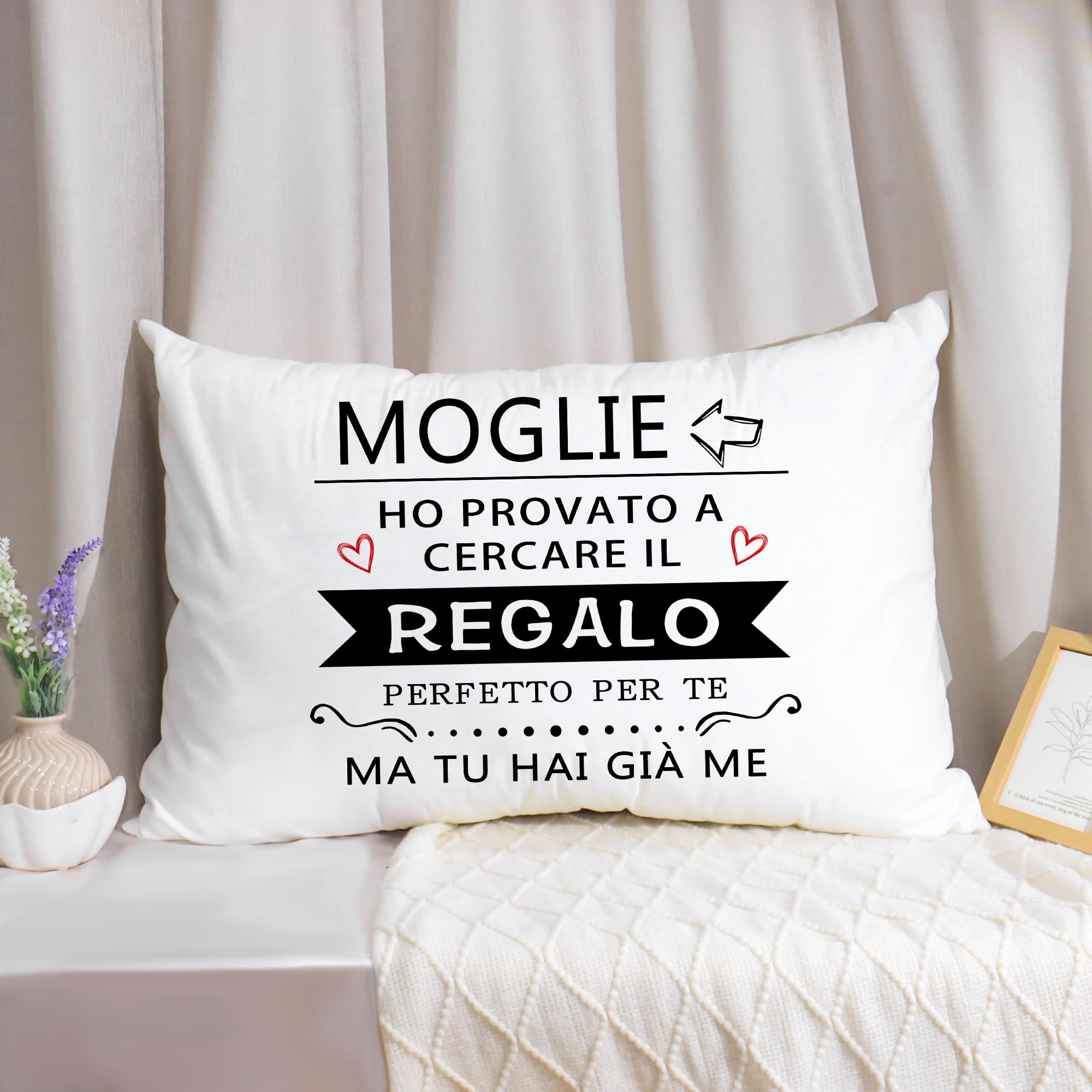 Yufansd Regalo Moglie Divertente 1 Pezzo Federa per Cuscino Letto 50X75 CM Idee Regalo Natale - Regalo per Donne Festa di San Valentino Fodera Copricuscino per Decorazione Camera (Moglie-a)