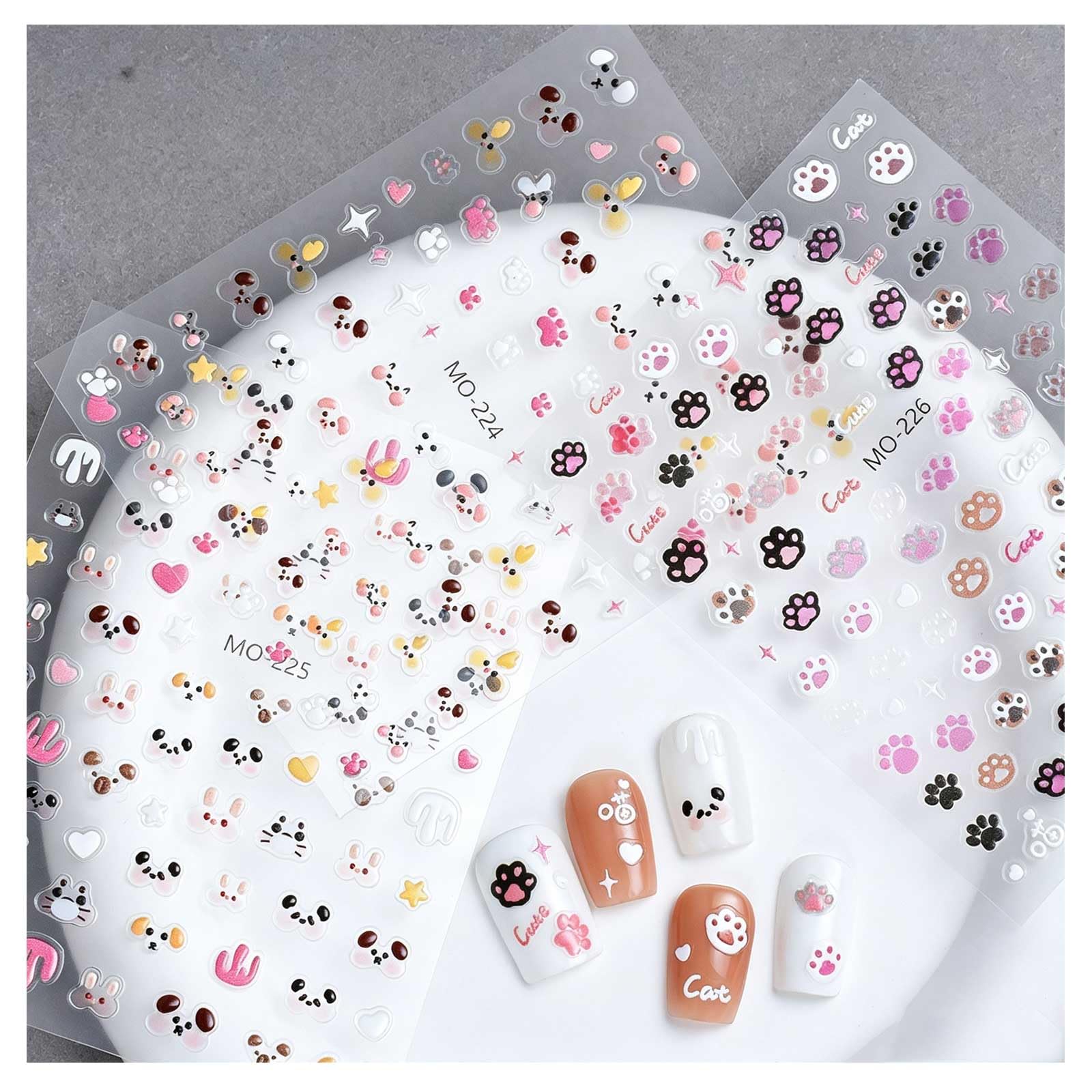 Amazon.co.jp: ネイルシール 6個セット 肉球 動物 ネイル用 猫 押し花