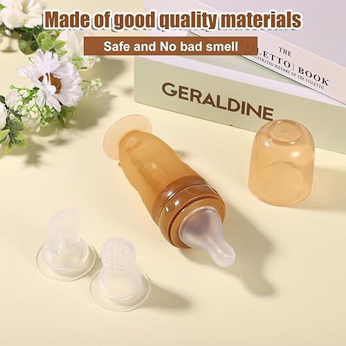 Miniatura 3 de Biberón para bebés, dispensador de alimentos de silicona 3 en 1, alimentador para apretar, biberón multifuncional para bebés, botellas de destete