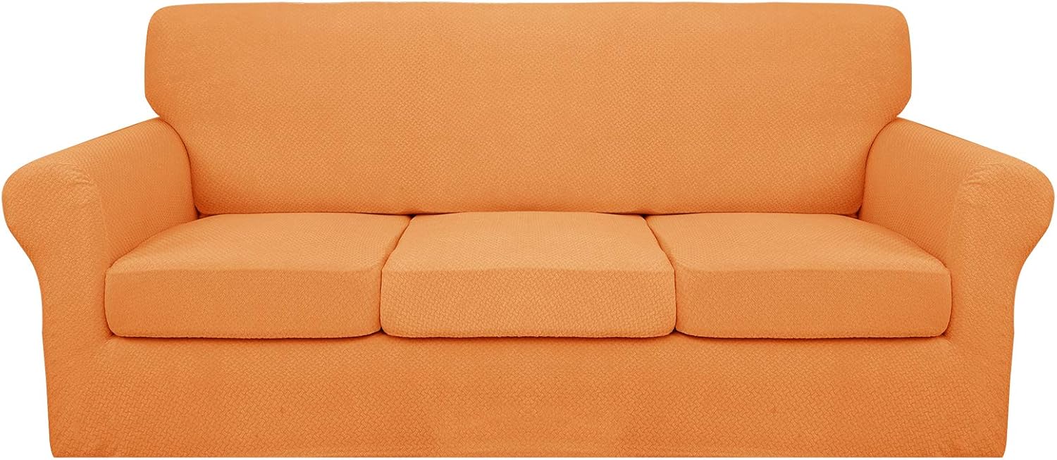 JIVINER Newest 4 Pieces Couch Covers for 3 Cushion Couch