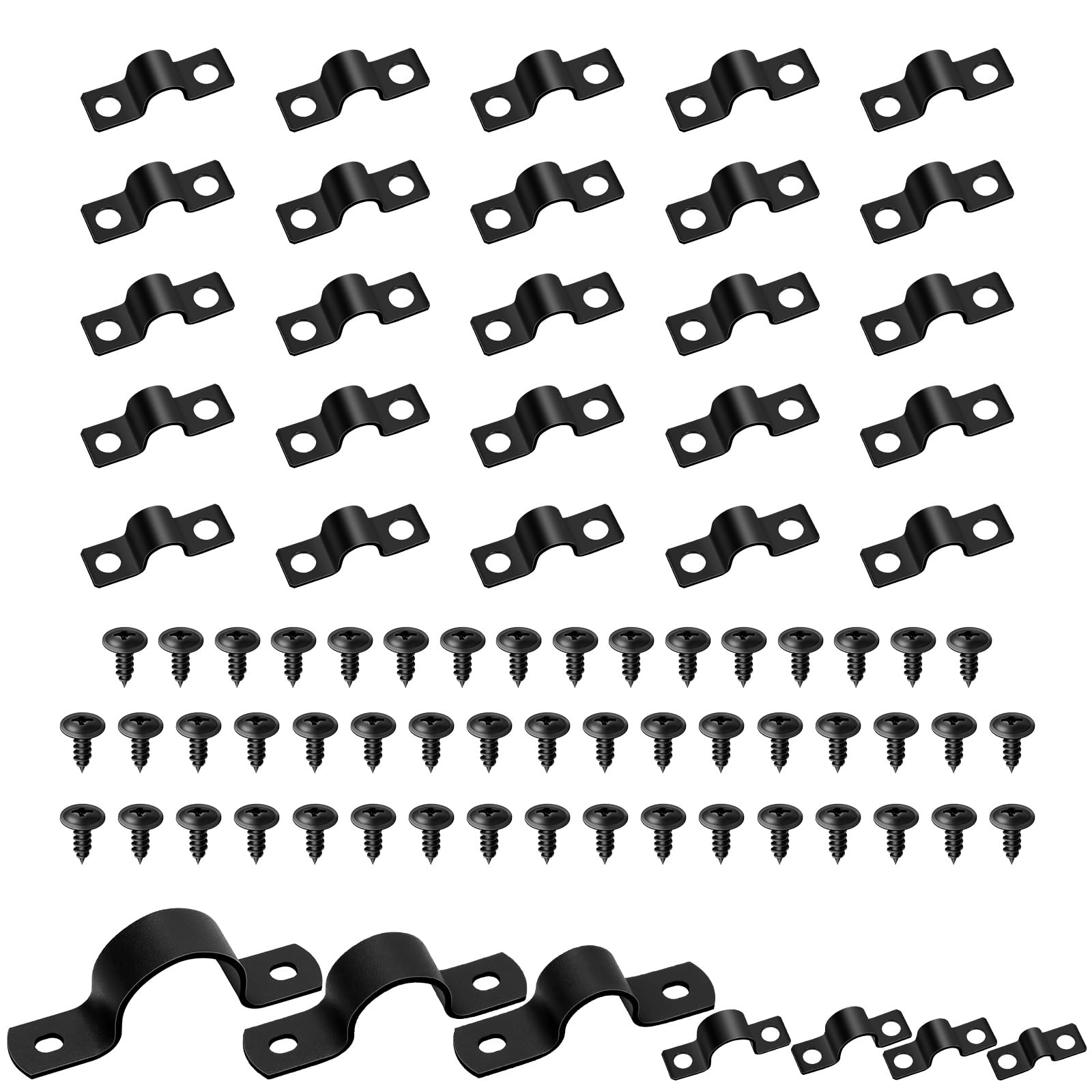 Collier de serrage noir 15mm en U avec vis pour tuyau rigide