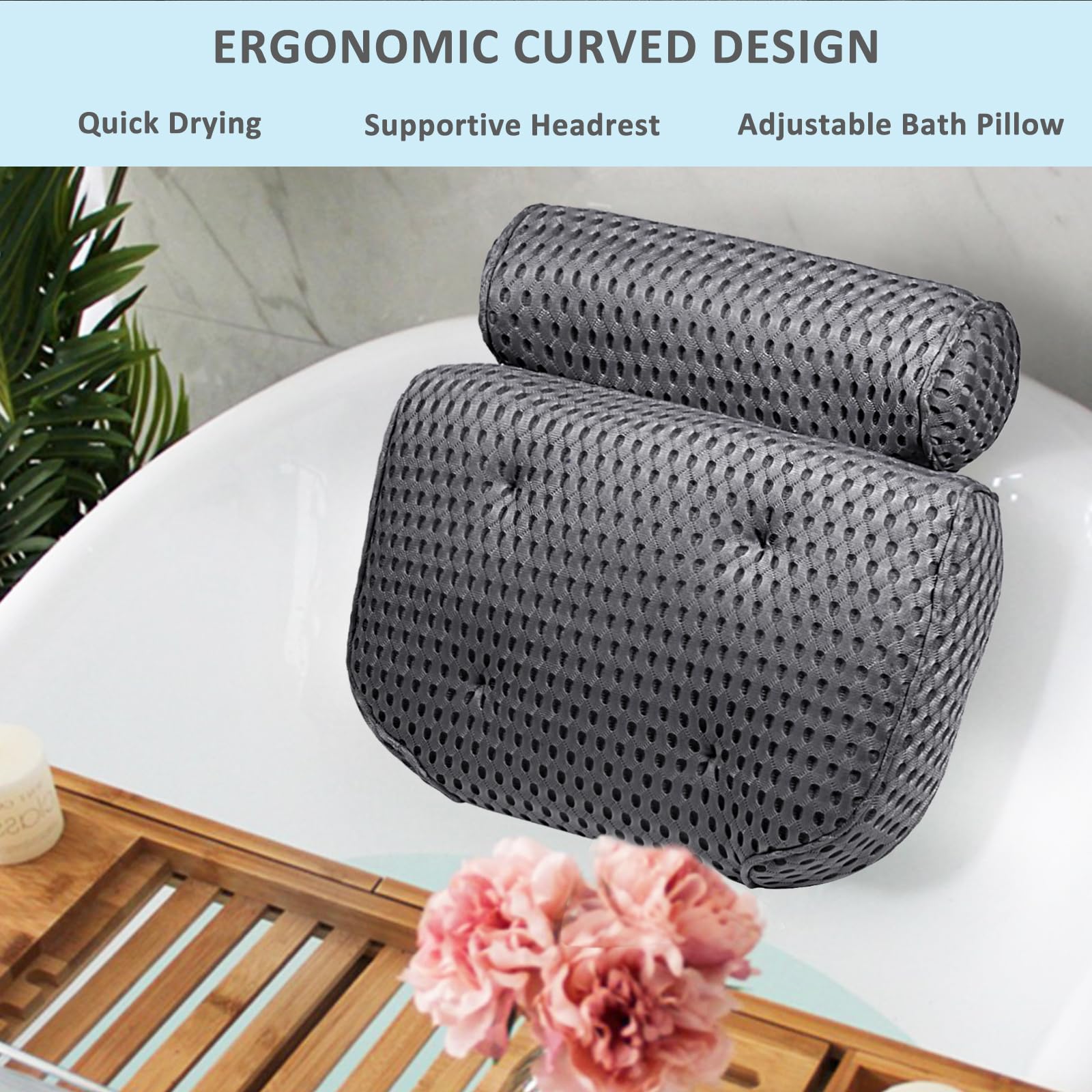 Coussin De Baignoire 4D Ergonomique Antidérapant Avec Ventouses - Oreiller Bain Confortable Pour Tête Cou Épaules Dos (Blanc) Coussin Bain Relaxant Coussin De Baignoire 4D Ergonomique Antidérapant Avec Ventouses - Oreiller Bain Confortable Pour Tête Cou Épaules Dos (Blanc) Coussin Bain Relaxant
