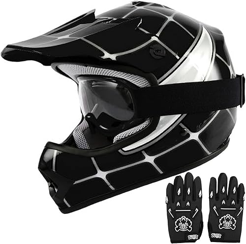 TCT-MOTORPARTS - Casco de motocross (BMX MX), cara completa para niños y jóvenes, para moto todoterreno, de carretera, cuatrimoto (ATV), carrito de