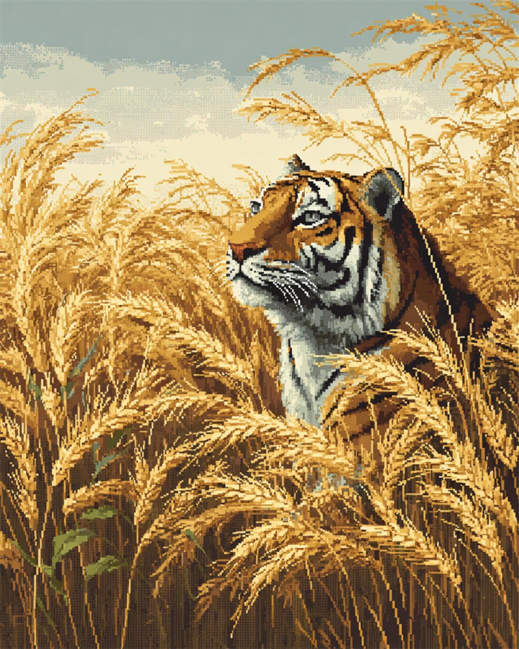 RKFLGEW DIY Embroidery Set Tiger Portrait 30x40cm