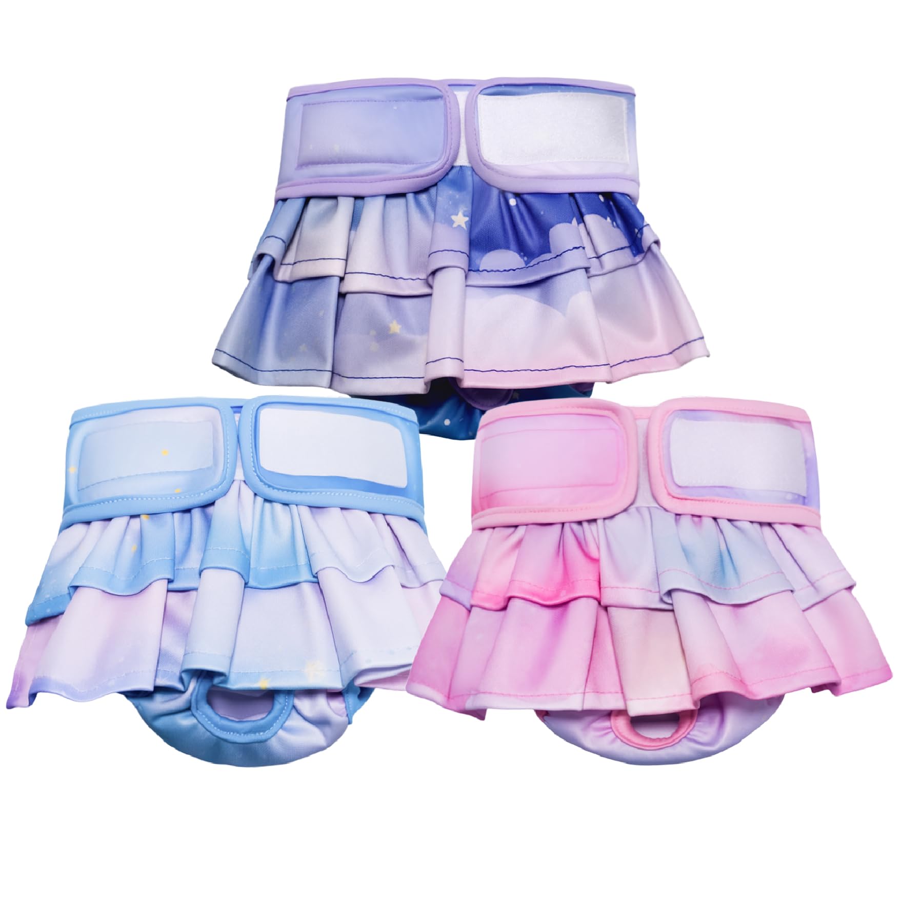 Reusable Female Dog Nappies 3 Pack, Washable Puppy Diapers for Dogs in Heat Menstruation or Incontinence, Soft Leak Proof Highly Absorbent Pet Pants