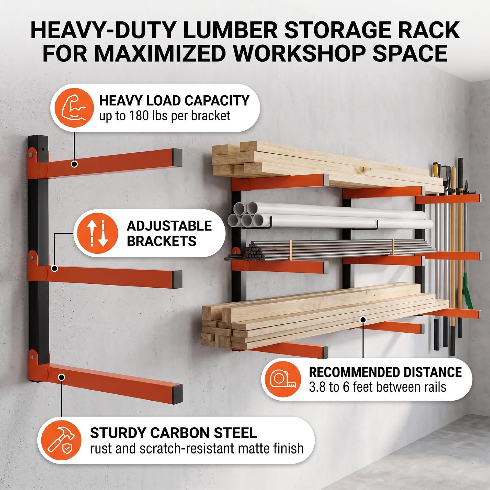 ViaGasaFamido Holzlagerregal Garagenregal 4er Pack for Garage Werkstatt