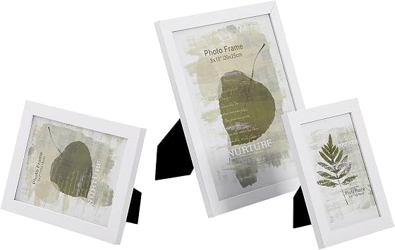SONGMICS 10 fotoğraf çerçevesinden oluşan resim çerçevesi seti - 2 adet 20 x 25 cm, 4 adet 13 x 18 cm ve 4 adet 10 x 15 cm ahşap bordür beyaz RPF310W | 13 x 18 cm ölçülerinde 4 fotoğraf, 10 x 15 cm ölçülerinde 4 fotoğraf, plastik cam, rustik beyaz, RPF310W