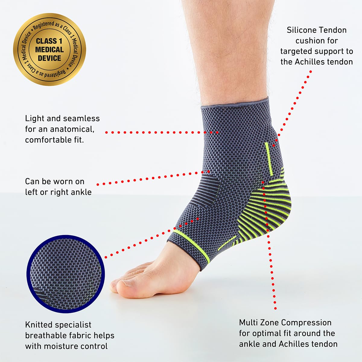 Neo-G Supporto per tendine d'Achille con cuscino per tendine d'Achille - Tutore per tendinite d'Achille Supporto per caviglia per uomini e donne - Manicotto a compressione mirata per caviglia -