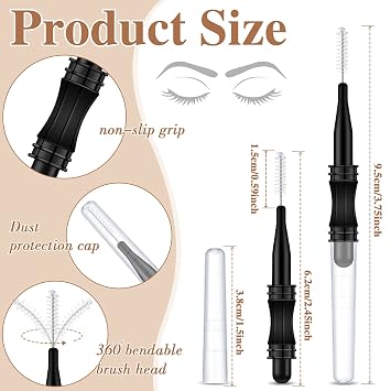 100 Pcs Micro Eyebrow Brush with Cap Brow Lamination Eyelash Brow Brush Lash Filler Eyebrow Lift Tools for Eyelashes Extensions