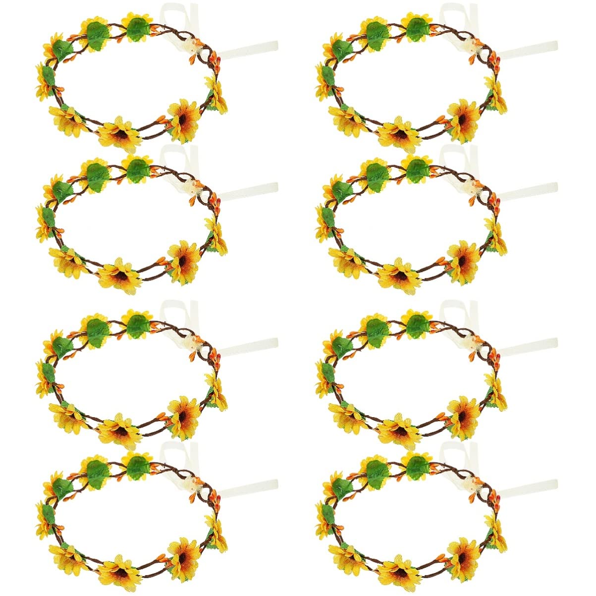 minkissy 8pezzi Fasce Floreali Per Ragazze Corone Di Girasole Artificiale Accessori Eleganti Per Foto e Occasioni Speciali Design Bohemien Adatte Per Uso Quotidiano e Feste Spiaggia