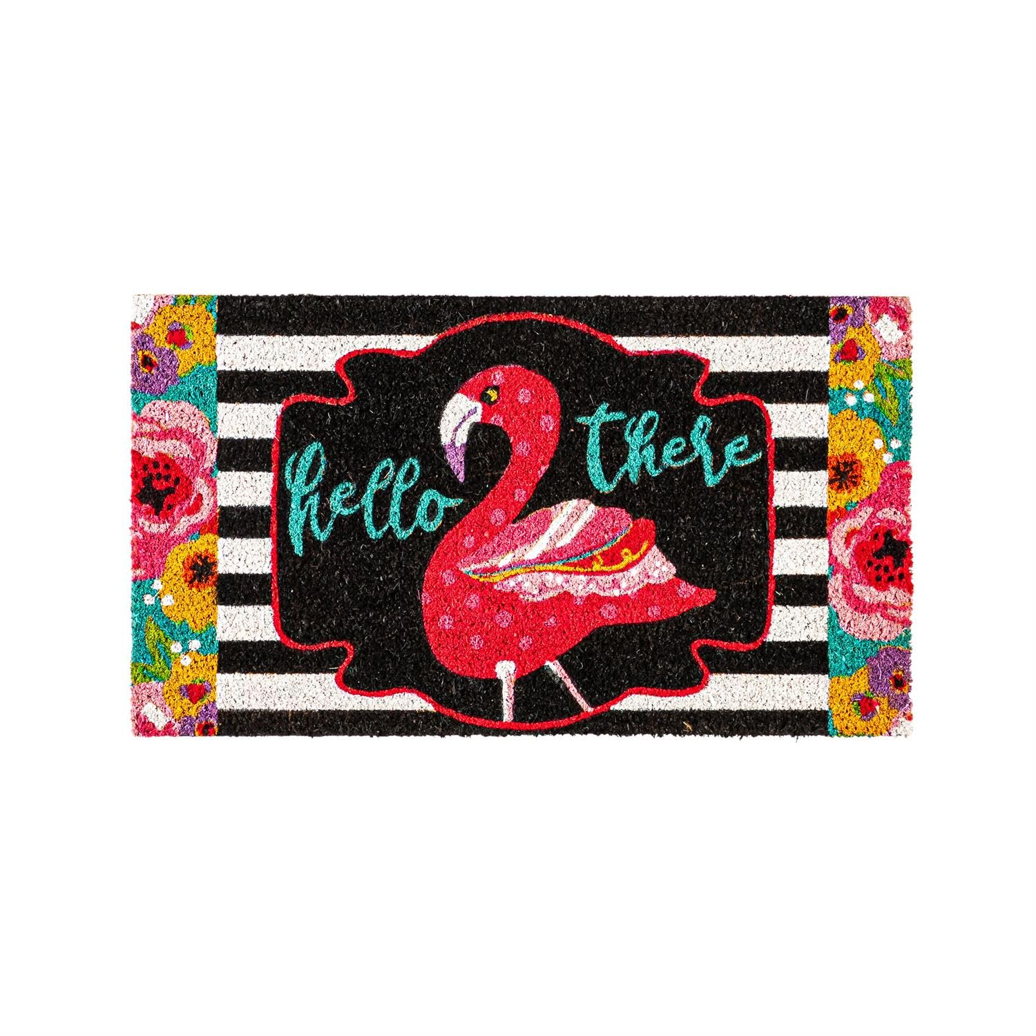 Tapis en fibre de coco pour stopper la boue avec style flamant rose