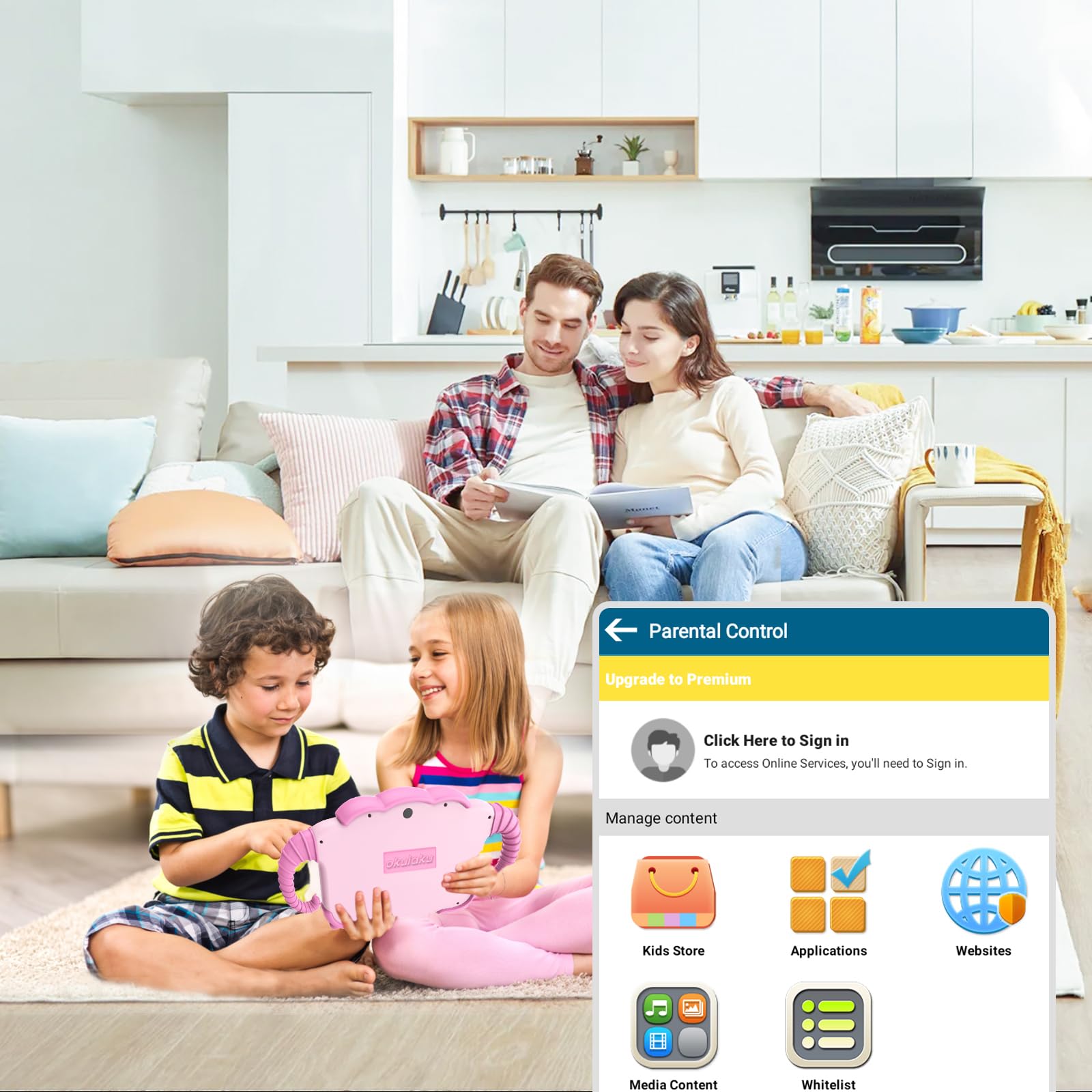 Tablet dla dzieci 7" dla dzieci od 3 do 14 z etui, 2 GB + 32 GB, zabezpieczenie przed dziećmi, certyfikat GMS, WiFi, podwójny aparat, Google Play Store, różowy
