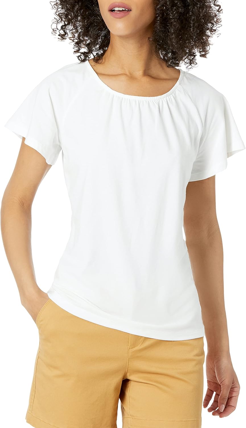 Amazon Essentials womens Regular-Fit Cape Sleeve Open Crewneck T-Shirt