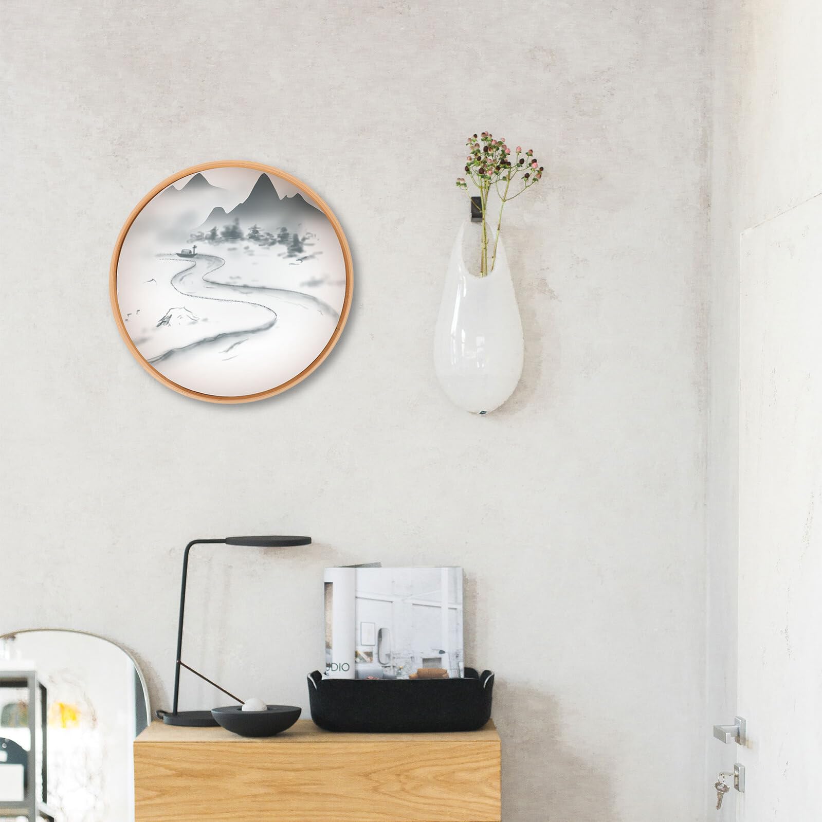 Cornice Rotonda Lavorazione Fine per Foto da Parete e Tavolo in Legno Design Salvaspazio Stile Semplice e Moderno per Arredare la Casa