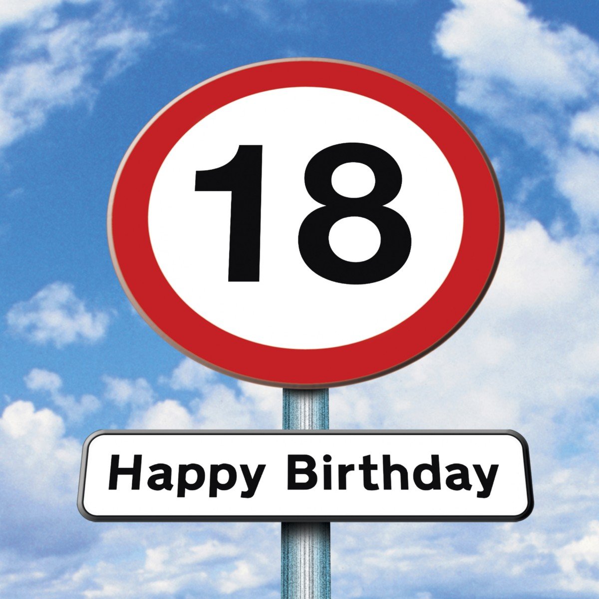 Twizler Red 18Th Birthday Card For Teenager - Roadsign - 18 Year Old – Age 18 Birthday Card