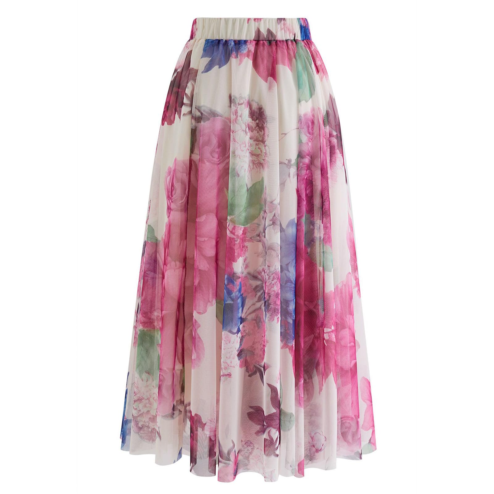 CHICWISH Damen Tanzen in Blumen Doppellagiger Mesh Tüllrock