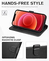 Vista 5 de TUCCH Funda tipo cartera para iPhone 12/iPhone 12 Pro 5G, con bloqueo RFID, ranura para tarjetas y soporte