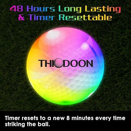 Miniatura 8 de THIODOON Pelotas de golf mejoradas que brillan en la oscuridad, nueva versión con luz LED, bolas de golf que reinician el tiempo de 10 minutos cada