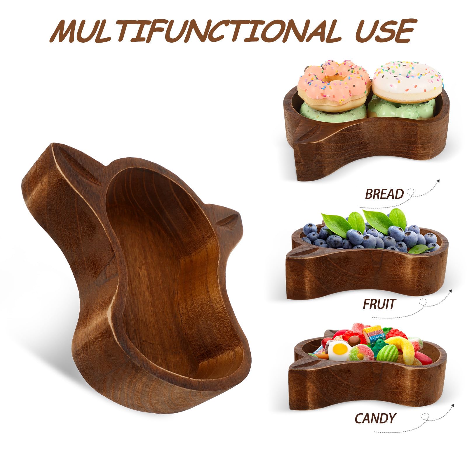 YARNOW Ciotola in Legno a Forma di Testa di Mucca e Vassoio da Tè Resistente e Riutilizzabile Marrone per Frutta e Snack per Decorazione Casa