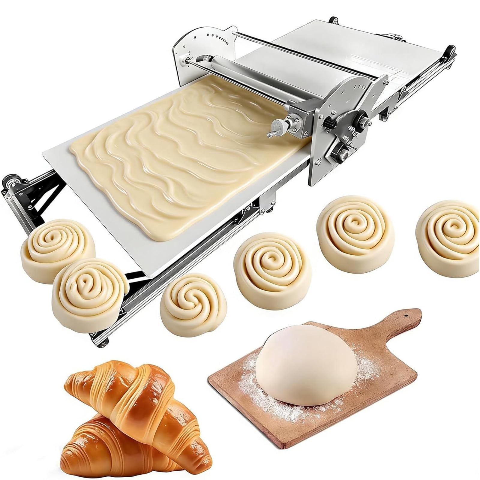 Sfogliatrice elettrica da banco 2-30 mm reversibile in acciaio inox per la cottura di torte pane panetterie domestiche