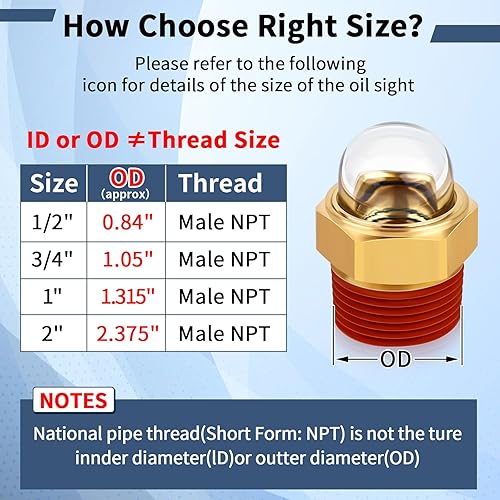 Miniatura 3 de Boltigen Vista de compresor, 12 pulgada NPT de latón resistente calibre de visión de bombilla de cúpula transparente, vidrio de nivel de aceite,