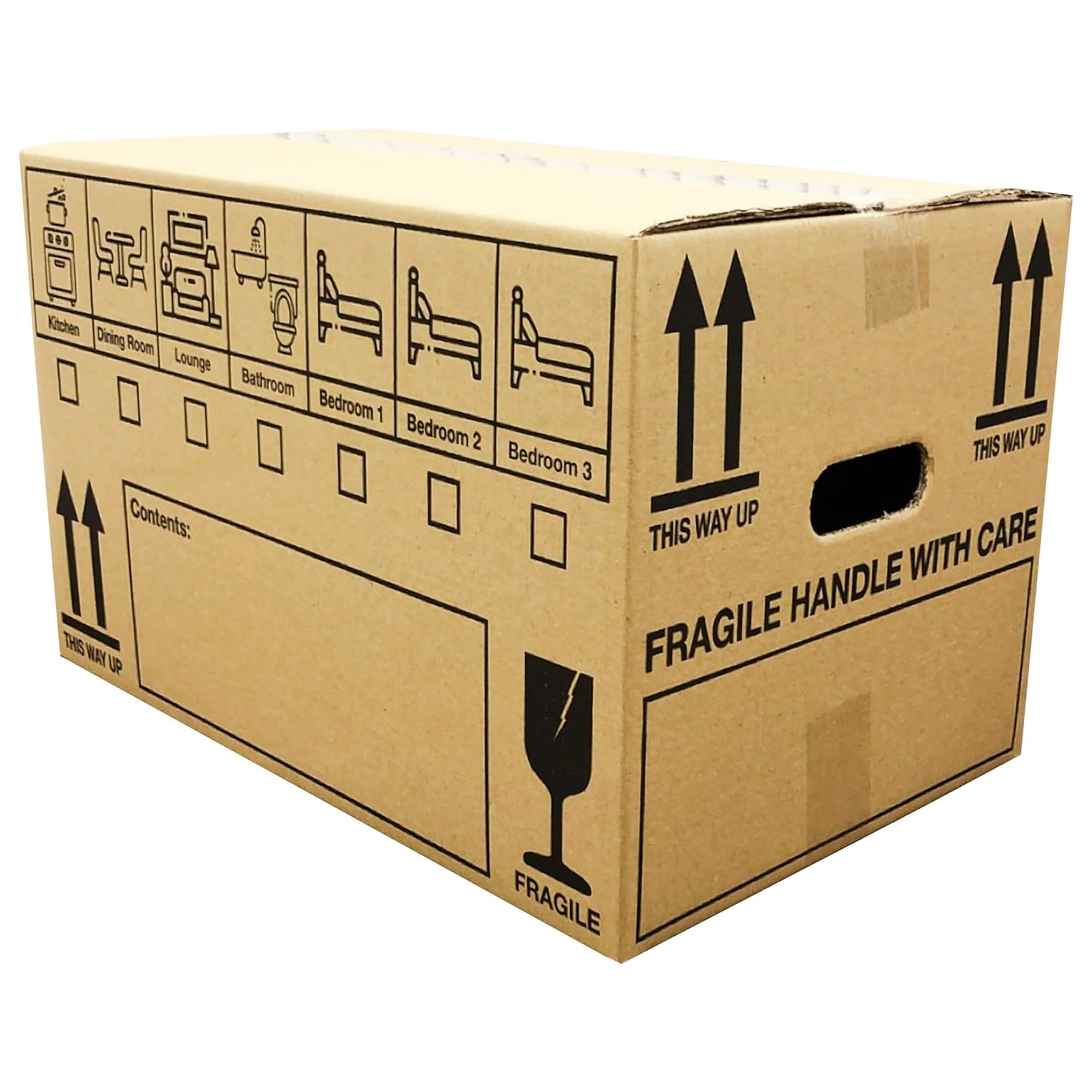 Large Strong Cardboard Packing Moving House Boxes 51cm X 29cm X 29cm With Carry Handles And Room
