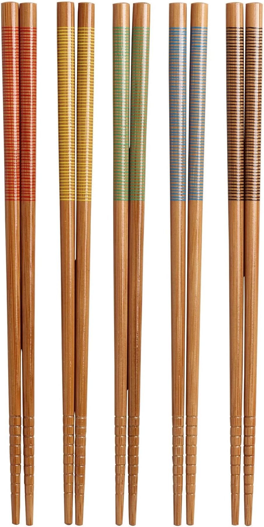 Striped Bamboo Chopstick, Set of 5 Pairs