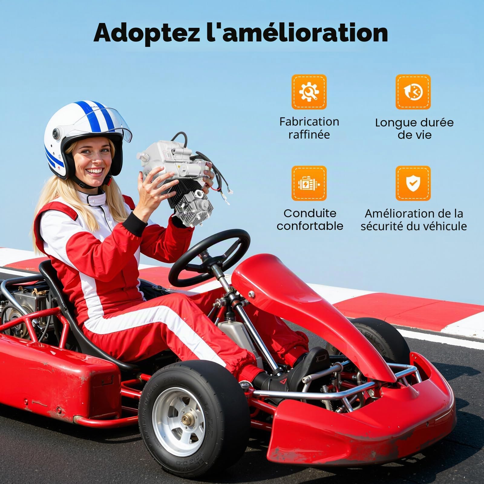 Moteur 4 temps 125 cm³, monocylindre, semi-automatique, refroidi par air, démarreur électrique 3 + 1 marche arrière pour ATV, QUAD GO KART, motocross