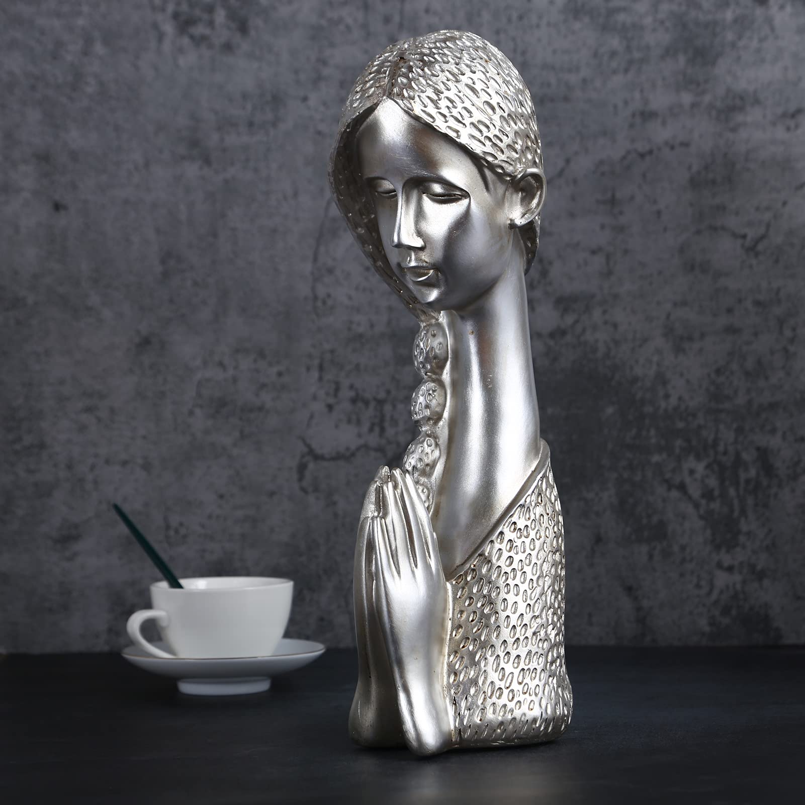 Estatua Moderna Figuritas Art Deco Damas, Mujeres en Oro/Plata Estatuas de Niña Artesanías de Resina de Gran Tamaño, Plata