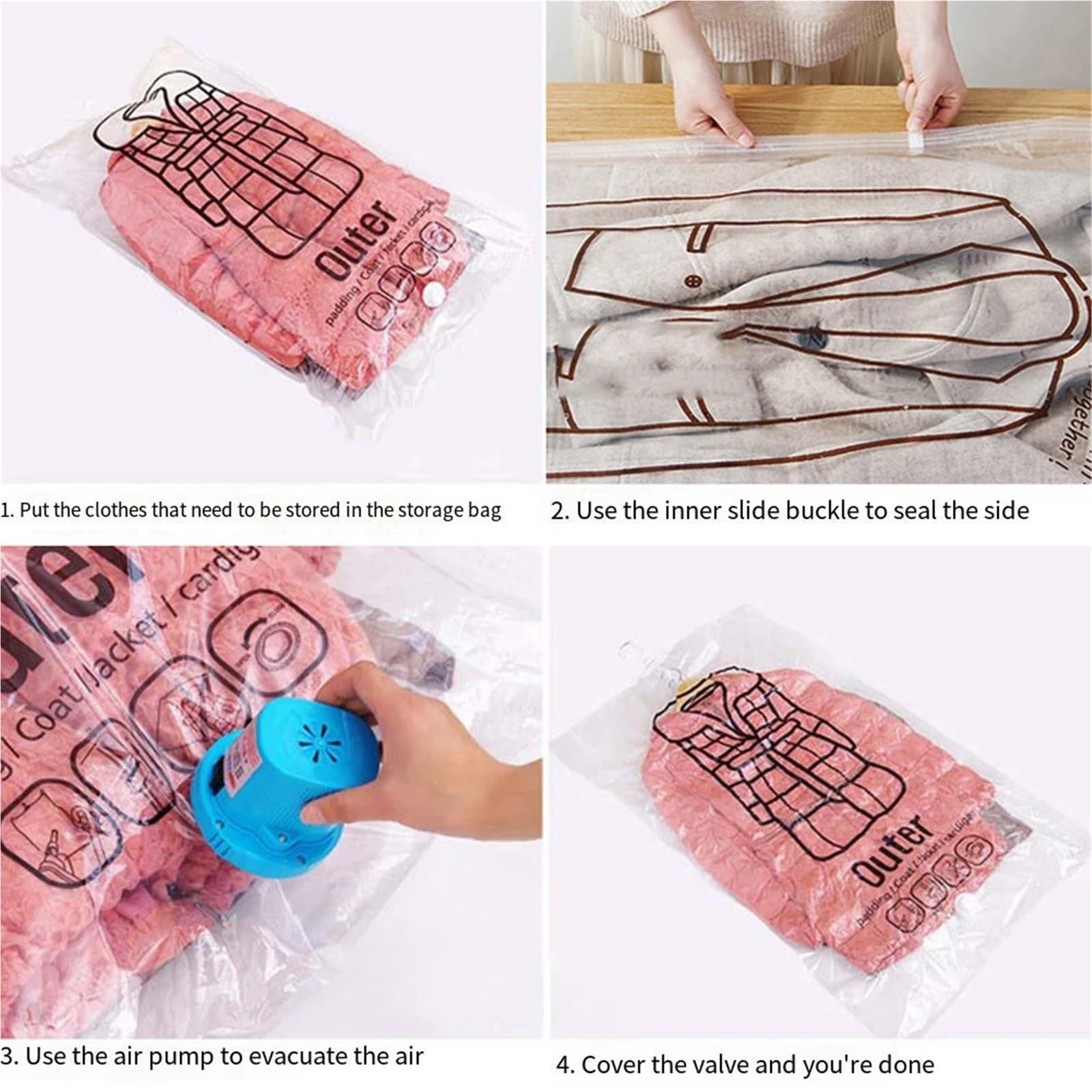 Bolsas vacio Ropa colgante que ahorra espacio, cambio transparente for ropa, chaqueta, abrigo, compresión for el hogar para Equipaje(Style-B-5PCS)