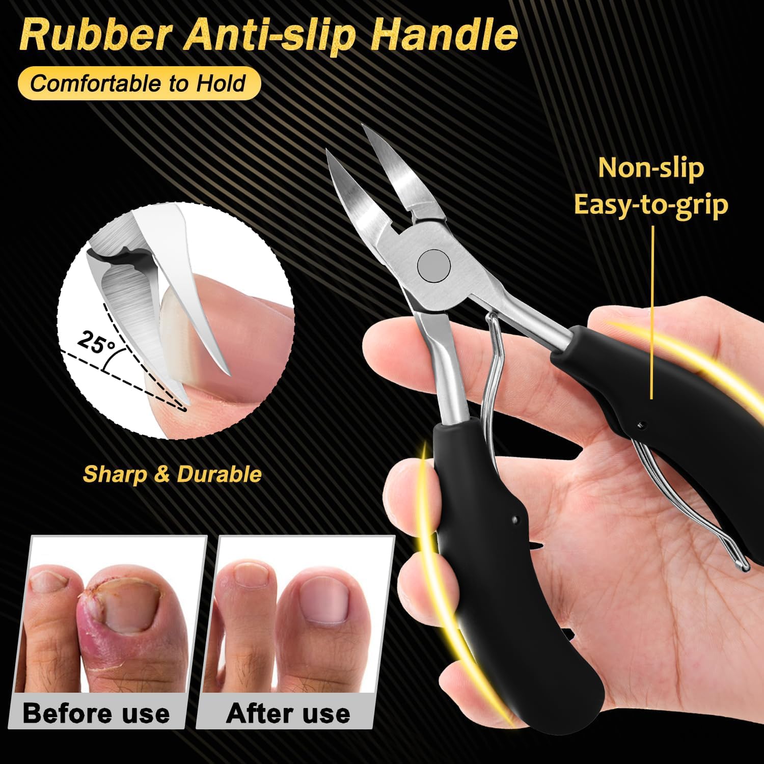 Kingfun Toenail Clipper Set for Seniors, Thick and Ingrown Toenails