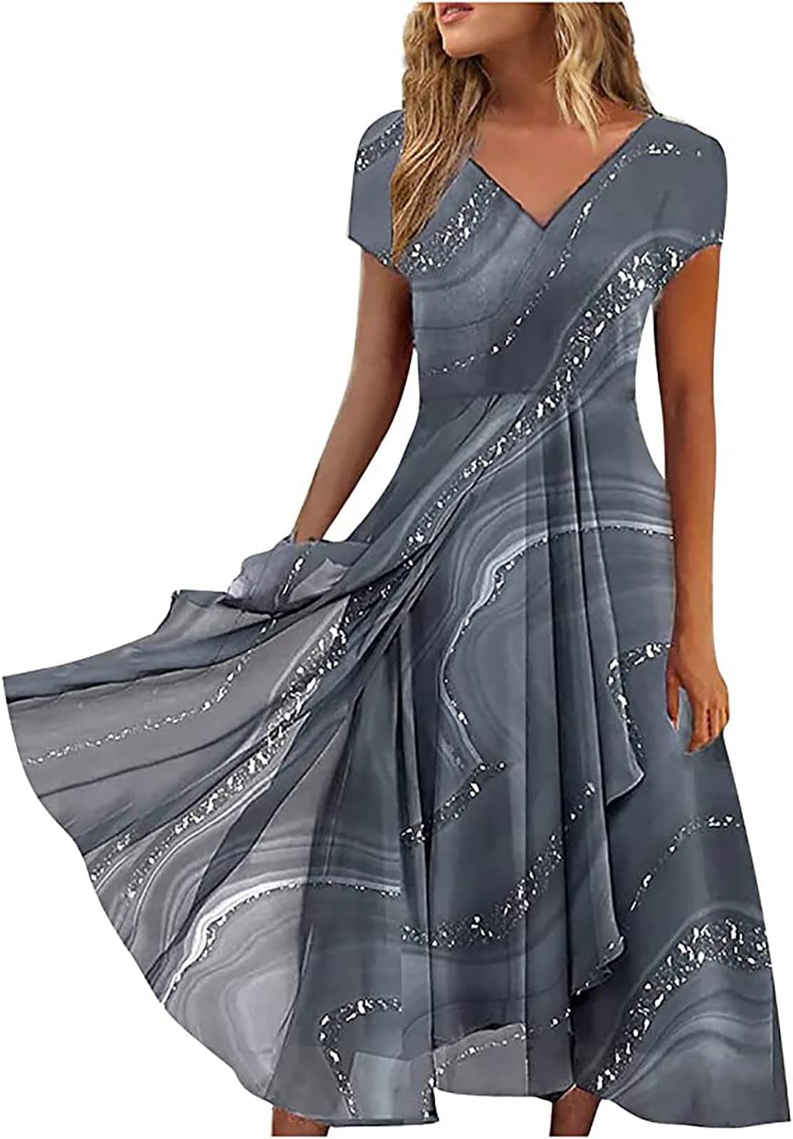 Chiffon Lace Mother of Bride Dresses V-Neck Women Wedding Dress with Lace up Back A-Line Dress Graduation Dress