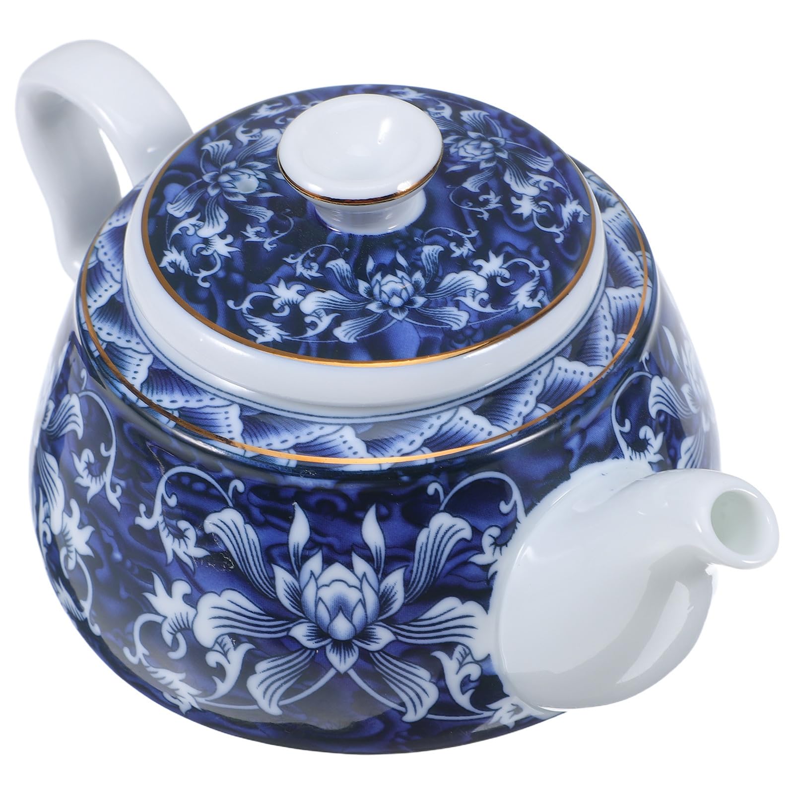 Tetera China Retro de Cerámica Azul con Asa para Hogar