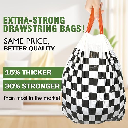 Miniatura 2 de GloDeals - Bolsas de basura pequeñas de 2 galones, bolsas de basura pequeñas con cordón, 120 bolsas de basura duraderas pequeñas para baño, cocina,