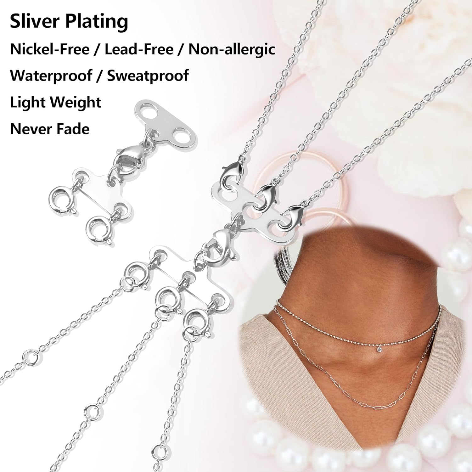 Necklace Separator for Layering Necklace Layering Clasps Silver Necklace Connectors for Multiple Necklaces（2 PCS） - Image 7