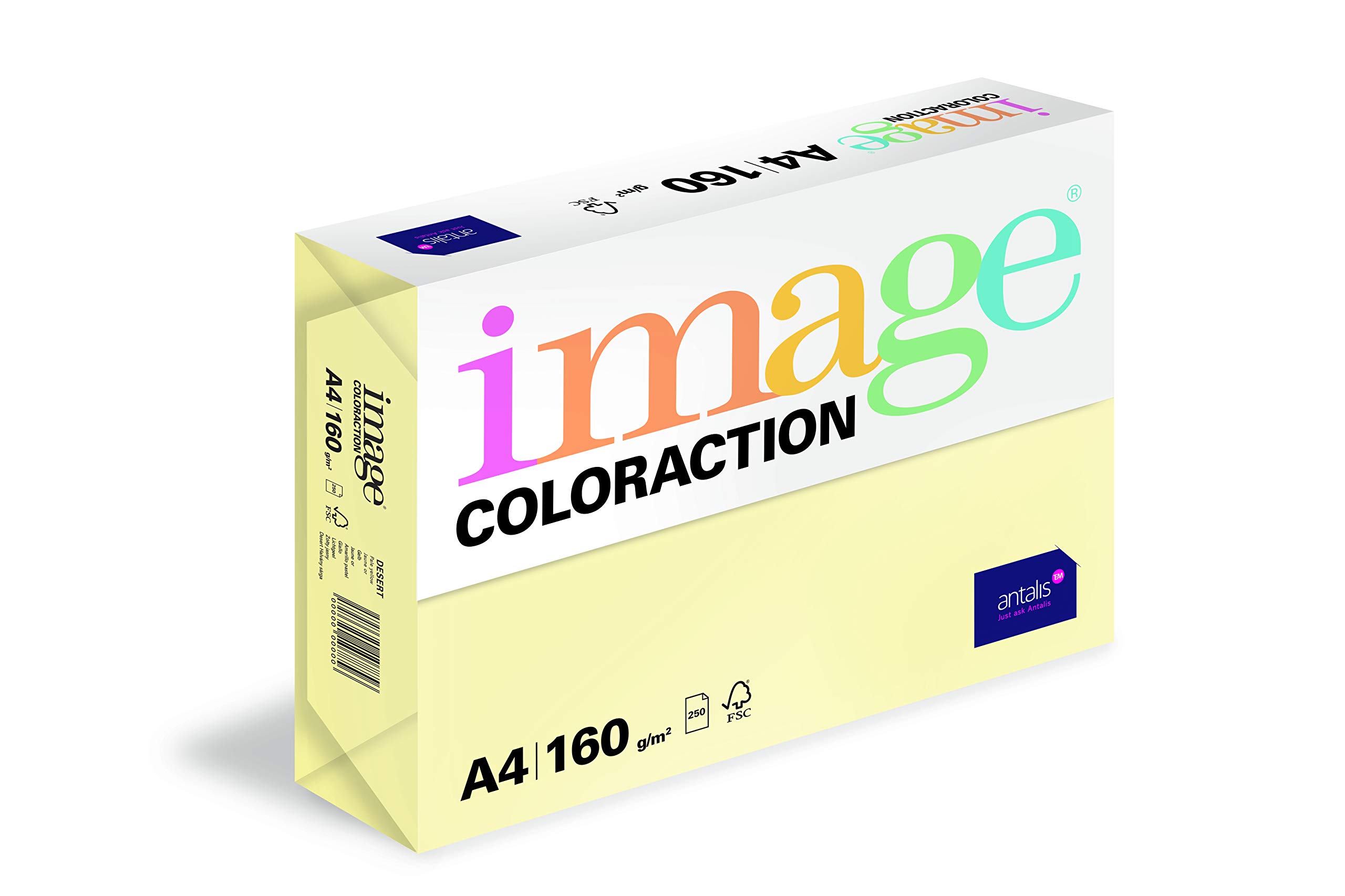 Image Coloraction A4 160gsm Paper/Card - 250 Sheets (1 Pack) Pale Yellow (Desert)