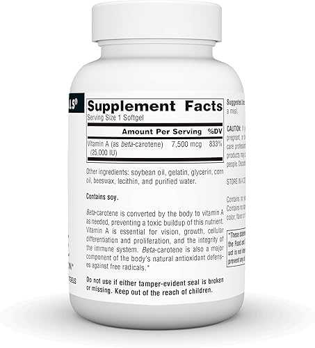 Miniatura 2 de Source Naturals Beta Caroteno 25000 iu Protección Antioxidante - Convertido Por El Cuerpo A Vitamina A - 250 Cápsulas Blandas
