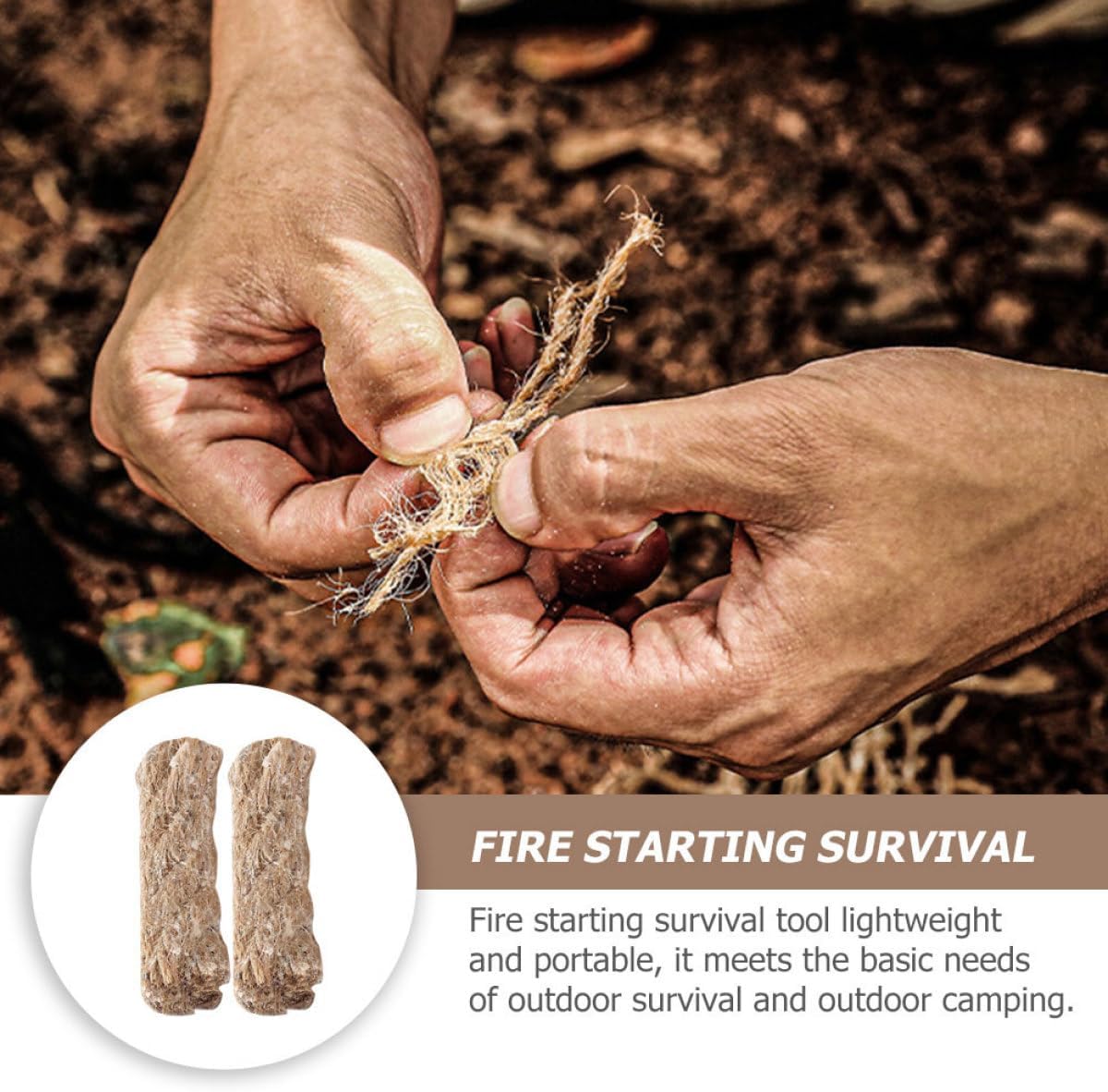 OSALADI 5pcs Outdoor Fire Starter Ropes Natural Jute Flammable Wick Rope Portable Camping BBQ Survival Emergency Fire Starter Cord for Hiking and Barbecue