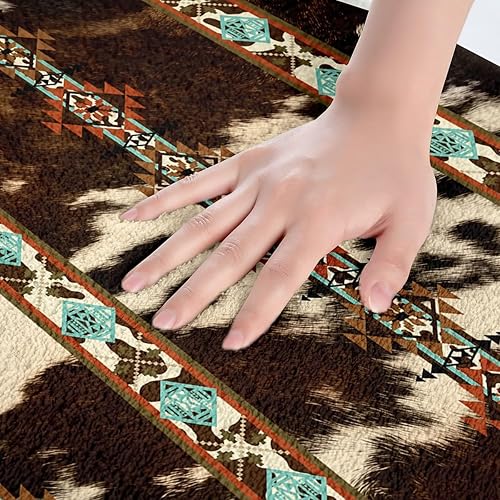 Miniatura 5 de Erosebridal Alfombra de cuero de vaca occidental, alfombra de baño con estampado de vaca marrón, alfombra de ducha con estampado de vaca marrón,